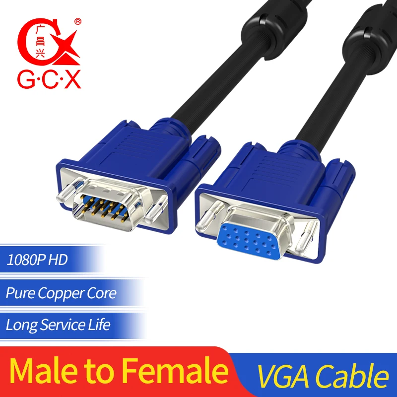 

GCX VGA Cable Male to Female 15Pin for PC Computer Monitor Projector VGA Extension cord 1.5m 3m