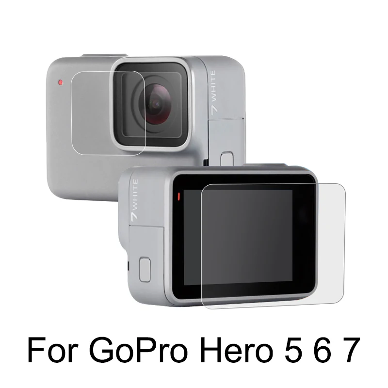 

Tempered Glass Lens + LCD Screen Protector for GoPro Hero 7 Hero 6 Hero 5 Black Camera Protective Film for Go Pro 7 White Silver