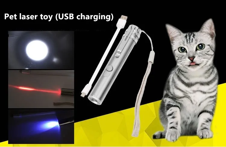 Игрушка для домашних животных USB зарядка лазер забавный кот палка открытый