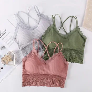 

Lace Bras Women Lingerie Padded Workout Yoga Tops Lace Bra Sexy Fitness Breathable Black Tops Women Underwear Push Up Quick Dry