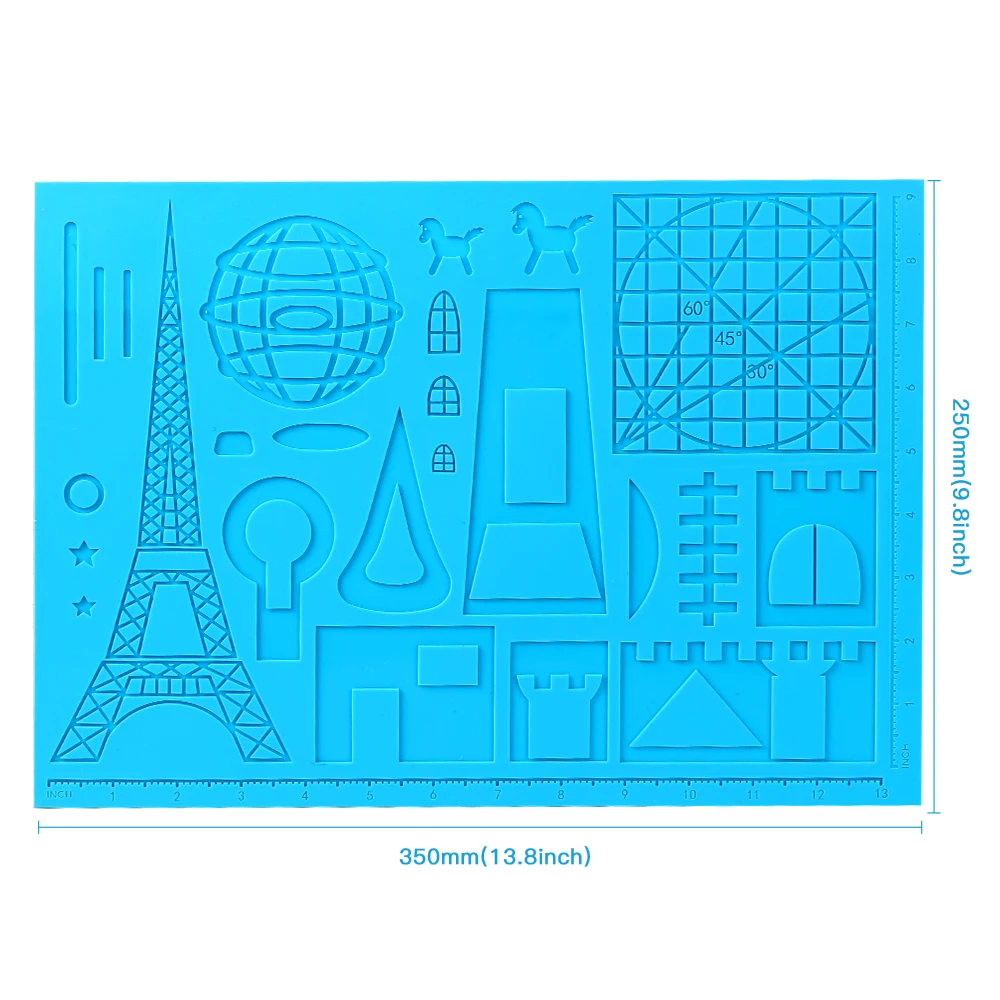 Dikale 3D Druck Stift Silikon Matte Burg Eiffelturm Muster 3D Drucker  Stifte Zeichnung Schablonen Werkzeuge Vorlage Pad 13,8x9,8 in - AliExpress, image size:1000x1000