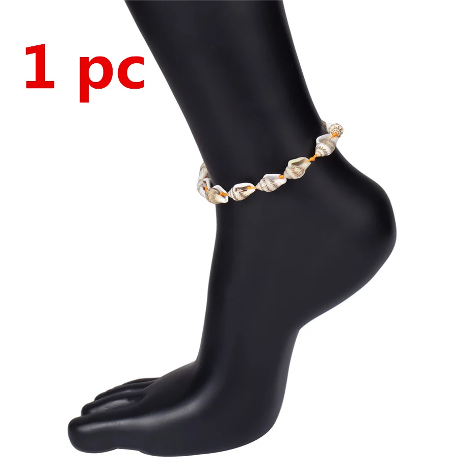 Ingemark богемные ножные браслеты в виде морской раковины Пука для женщин летние пляжные босиком веревочный браслет-цепочка на лодыжку ювелирные изделия для ног - Окраска металла: 1 pc