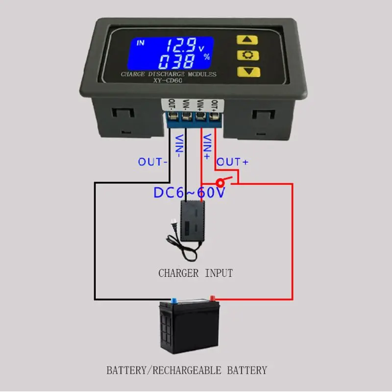 XY-CD60 зарядное устройство на солнечной батарее, модуль управления, DC6-60V, зарядка, контроль разряда, низкое напряжение, защита тока, 448A