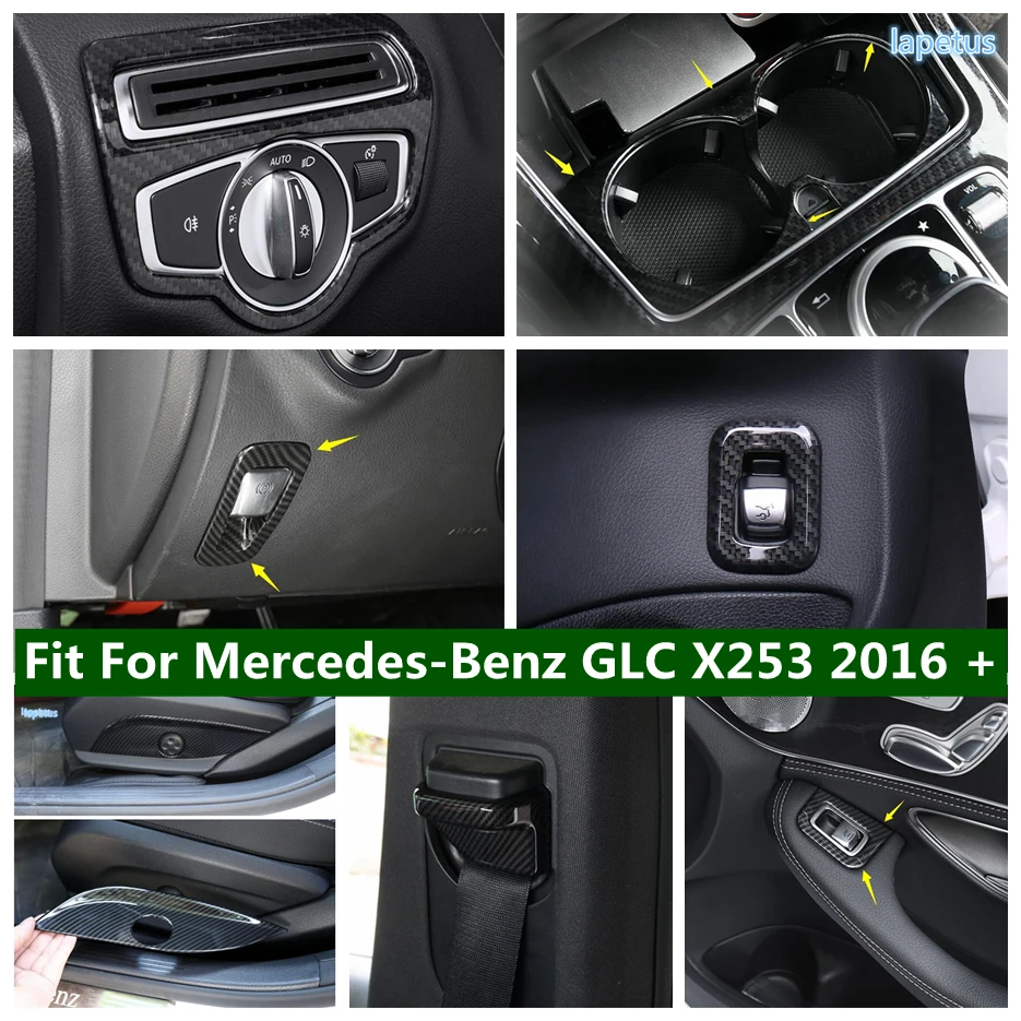 

Rear Trunk Door Control Button / Safety Lock Buckle Cover Kit For Mercedes Benz GLC X253 2016 - 2021 Carbon Fiber Style Interior