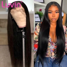 Luvin 250 Density 28 30 40 Inch Straight 13x6 Glueless Lace Front Human Hair Wigs For Women Brazilian Frontal Wig Pre Plucked