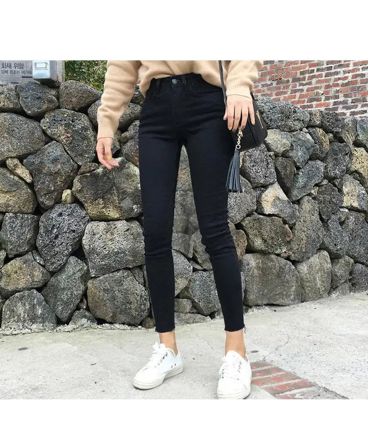 High Waist Jeans For Women Blue Female Black Summer Jeans Women Denim Pants Jean Femme Ladies Trousers Fashion Pants - Цвет: Черный