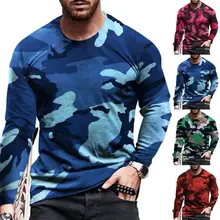 

2021 New Spring And Autumn Camouflage Youth Casual Fashion Long-sleeved Bottoming Shirt T-shirt Multi-color Male T-shirt