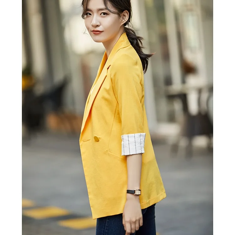 

Half-sleeve Shirt Small Suit WOMEN'S Coat Korean-style Short Versatile Graceful Three-quarter-length Sleeve Suit CHIC Women's Sp