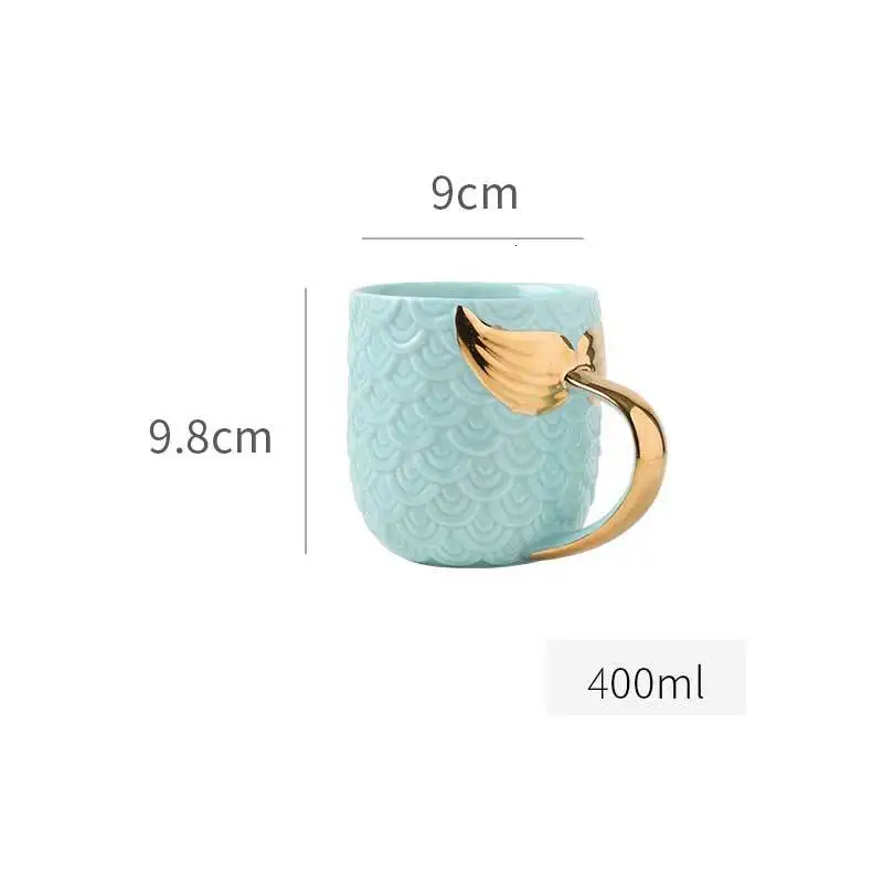 Blue Mug Креативная Золотая кофейная кружка с русалочкой, керамическая чашка для утреннего молока, чашка для чая, рождественский подарок для подруги, посуда, домашний декор, 1 шт - Цвет: Blue Mug