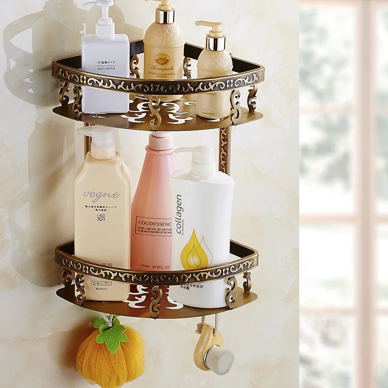 

European Bath Towel Rack Space Aluminium Antique Towel Rack Toilet Shelf Wall Hanging Bathroom Hardware Hanging Kit