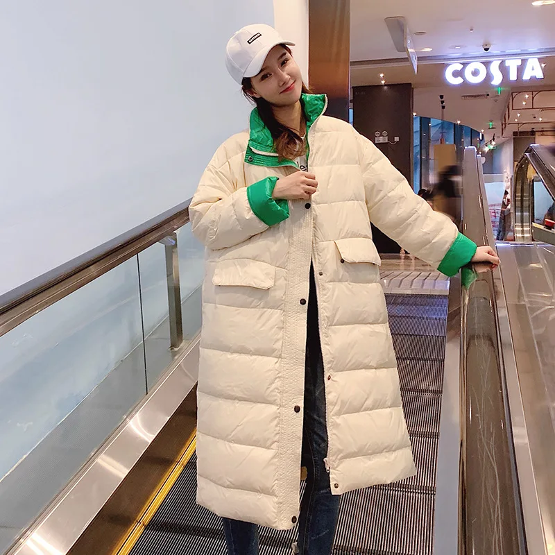 

Photo Shoot Winter New Style down Jacket Women's Dongdaemun Mid-length Thin Mixed Colors Cotton-padded Clothes WOMEN'S Coat Onli