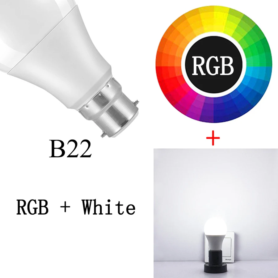 B22 RGBW 4 шт. E27 светодиодный умный светильник Bluetooth B22 RGB светодиодный светильник 20 Режим 15 Вт RGBW RGBWW умный светильник беспроводной контроль применяется к IOS/Android - Испускаемый цвет: B22 RGBW