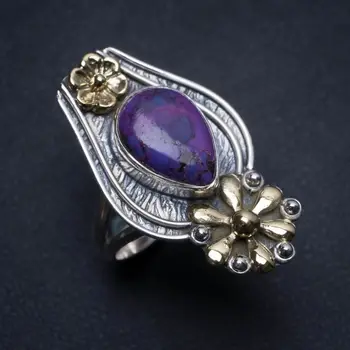 

Natural Two Tones Turquoise Handmade Unique 925 Sterling Silver Ring, US Size 7.75 S2138