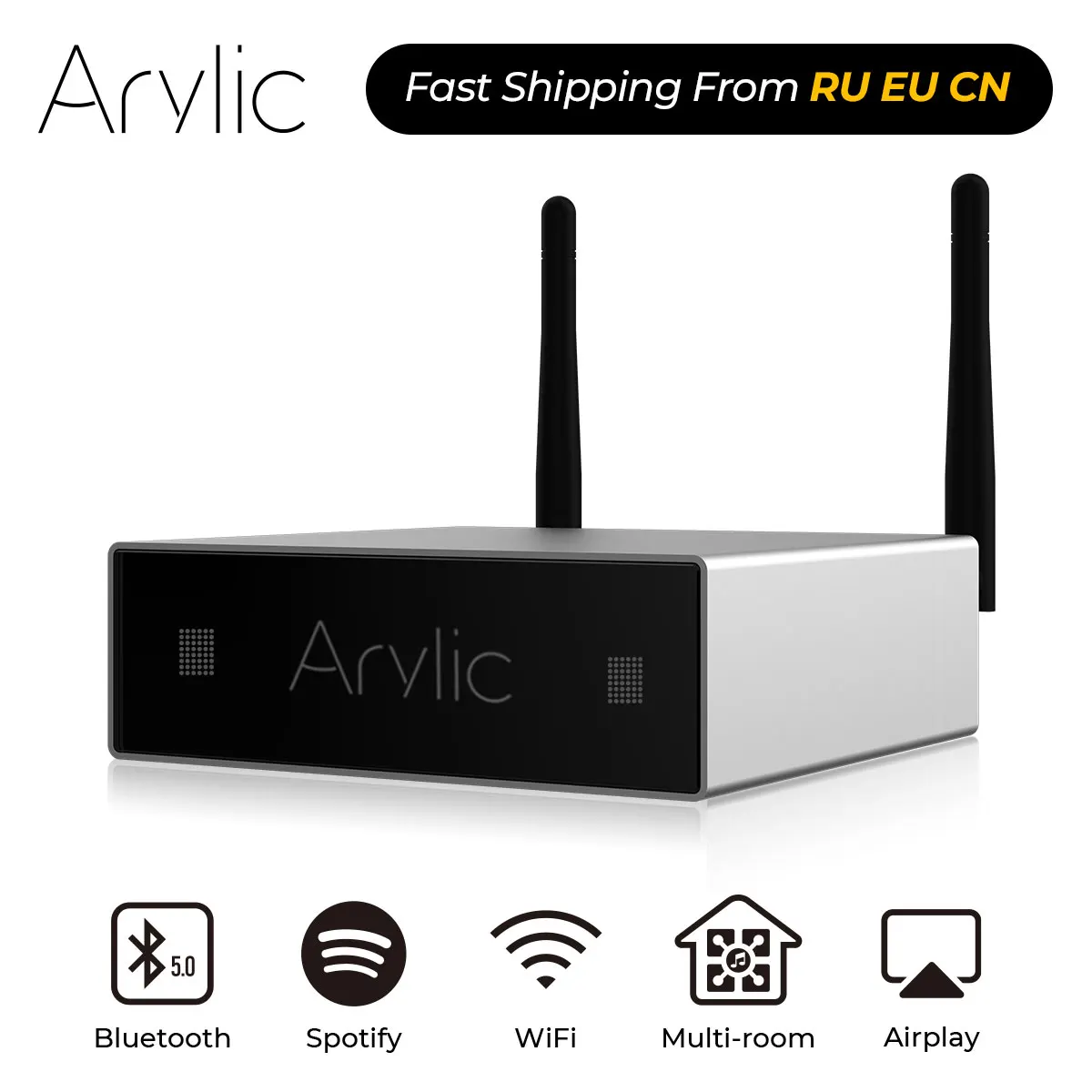 US $169.15 A50 WiFi And Bluetooth Amplifier Wireless Audio Receiver HiFi Class D Digital Streamer MultiRoom DLNA Airplay Free APP