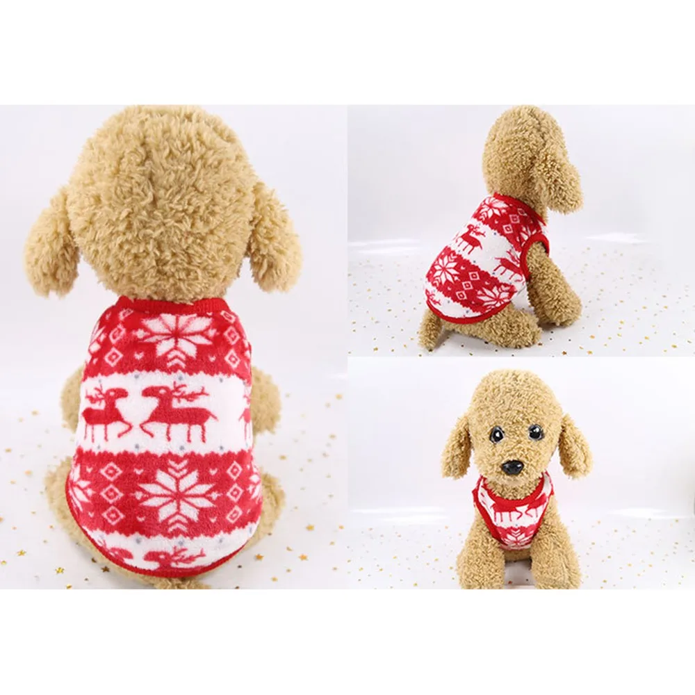 Christmas Pet Dog Clothes Soft Wnter Jumpsuit for Dogs Cats Warm Pet Jacket Coat for Bulldog Chihuahua Dog Hoodies Coral Fleece