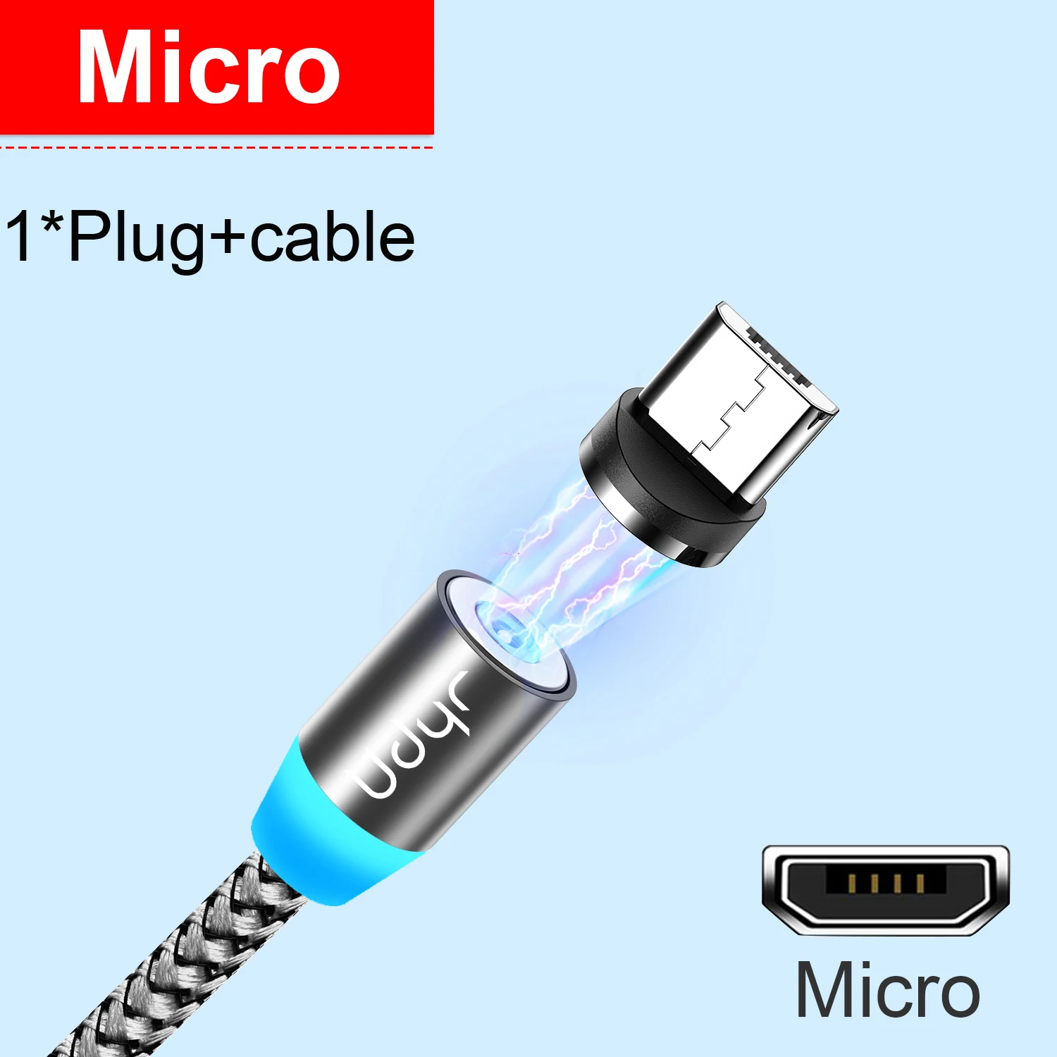 Udyr Магнитный Micro usb type C кабель для iPhone Xiaomi Android мобильный телефон Быстрая зарядка USB кабель магнит зарядное устройство провод шнур - Цвет: for micro gray