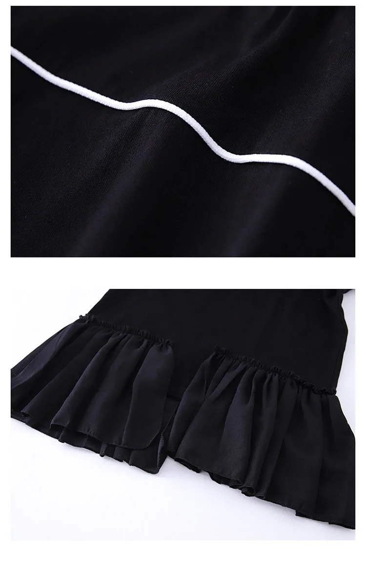 Платье для девочек-подростков осенние черно-белые Асимметричные Детские платья с длинными рукавами и надписью для девочек, одежда Детский костюм для детей 12, 13, 14 лет