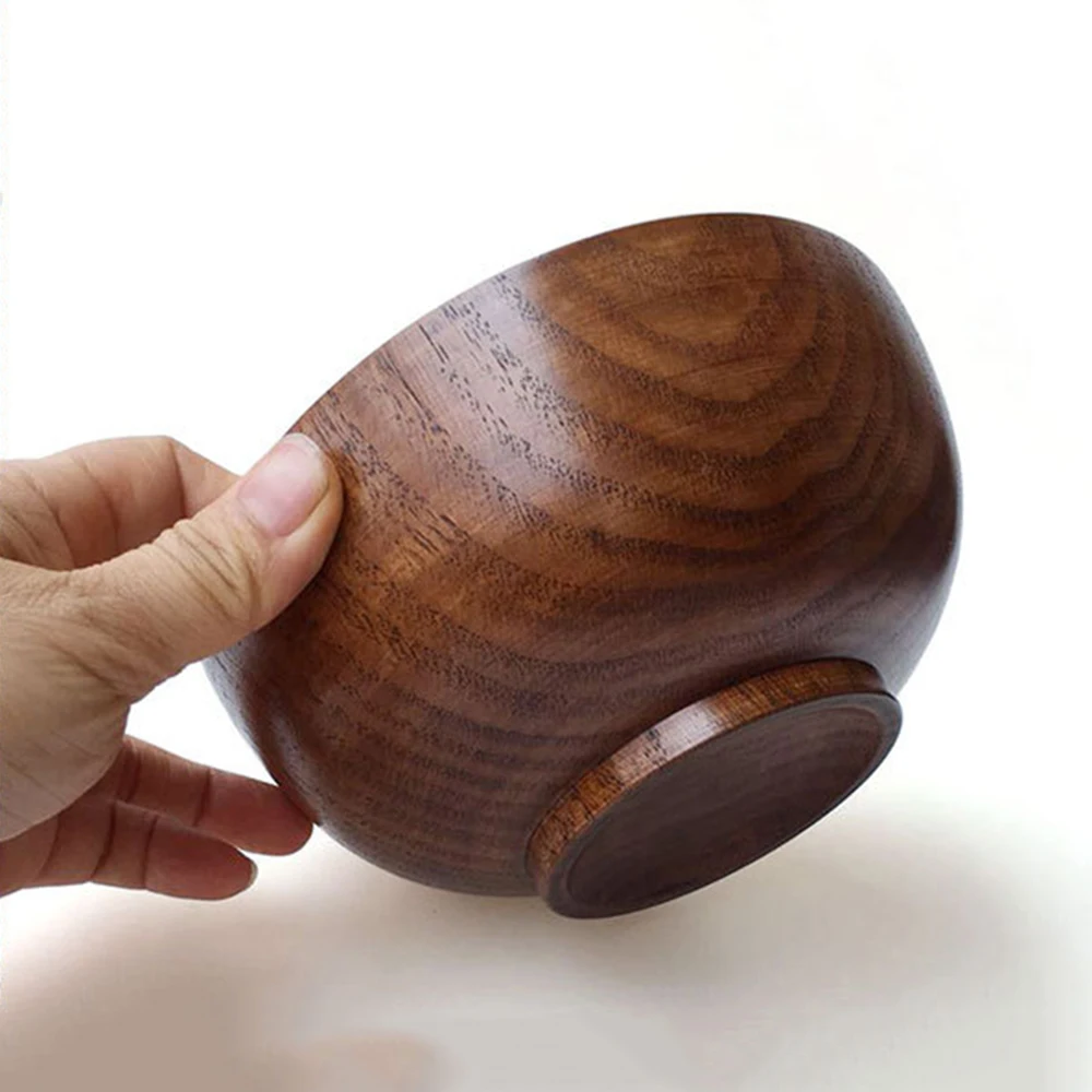 Деревянная миска из цельного дерева в японском стиле с изоляцией для еды супа