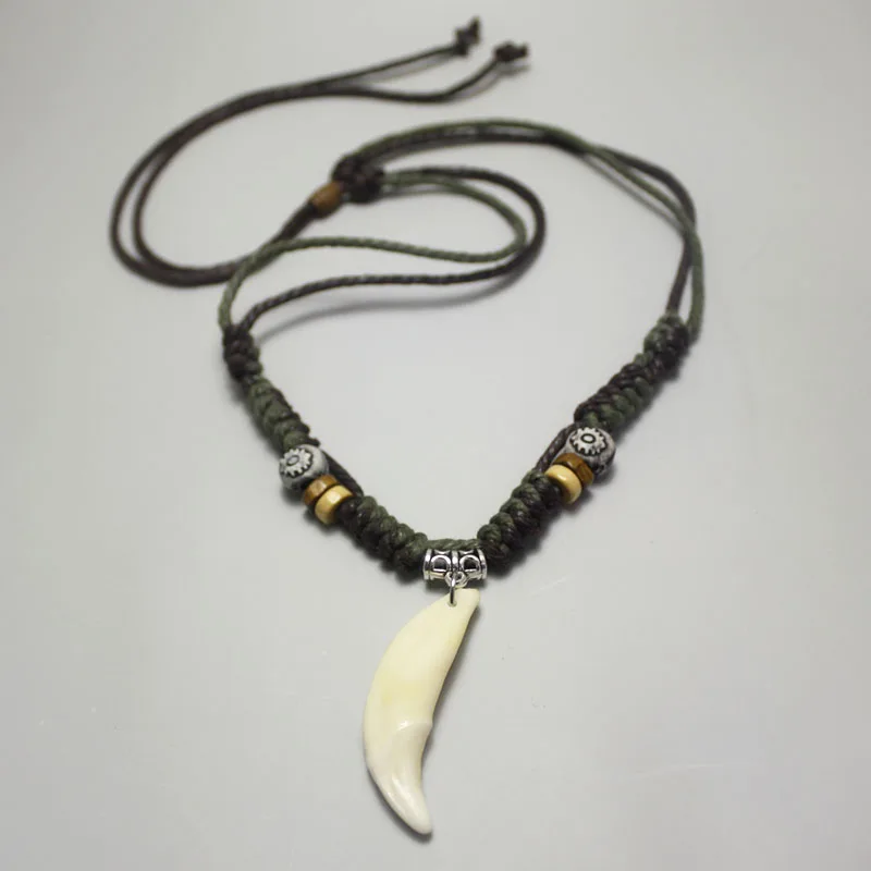 Man Choker Wolf Tooth Necklace Real Teeth Pendant Fang Tooth Necklace