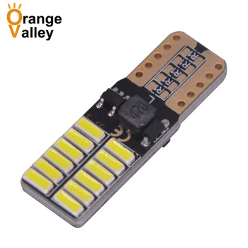 

100Pcs T10 No Electrode W5W 24 LEDs 194 501 Auto 4014 SMD Canbus Error Free Car Interior lights Clearance Lamp DC 12-28V