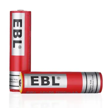 

EBL 2-Pack 3.7V 3000mAh 18650 Li-ion Rechargeable Batteries Protected Button