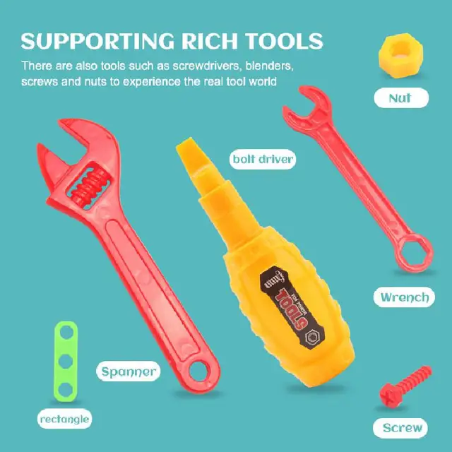 Drilling Screw 3d Creative Mosaic Toys Children Assembly Building Blocks Kids DIY Electric Drill Set Boy Educational Toolbox Toy 4