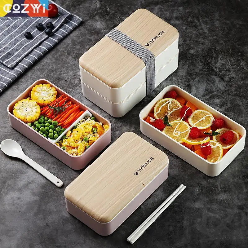 Двухслойный Ланчбокс с 2 отделениями, портативная столовая посуда, Bento Box, коробка для еды на открытом воздухе для пикника, Ланч-бокс
