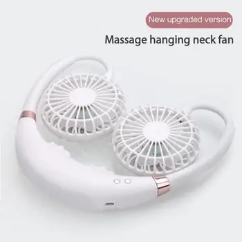 

Creative Universal Portable Hanging Neck Small Fan Lazy USB Rechargeable Mini Fans Hands-free Foldable Blower Fan Colorful Lamp
