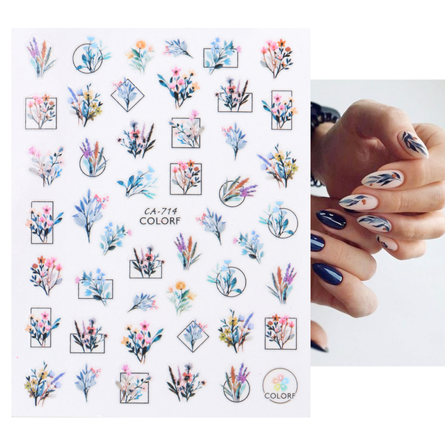 Nail Stickers Black Lines Geometric Leaves Heart Nail Design Adhesive Sliders for Manicure Decoration Art Decals CHF634-643