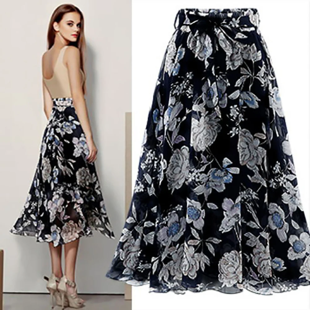 Черный Summer Lovely Bow Belt Women Half Long Sexy Beach Skirt Casual Ladies Female Bodycon Boho Style Girl For Party Travel - Цвет: Черный