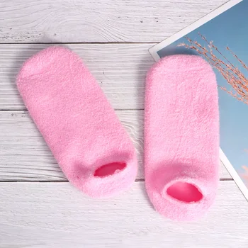 

1 Pair Gel Moisturizing Heel Socks Soft Anti-cracking Ankle Socks Portable Heel Protector Foot Care Socks (Pink)