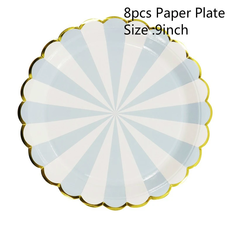 Blue 9 inch Plate Одноразовый пластиковый стол, юбка, синий, розовый, покрытие стола, бумажный стаканчик, тарелка, соломинка, для дня рождения, вечеринки, свадьбы, фестиваля, украшение - Цвет: Blue 9 inch Plate