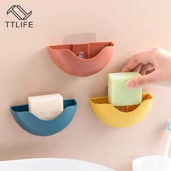 

New Creative Silicone Shower Soap Holder Wall-mounted Self-adhesive Soap Storage Rack Bathroom Sundries Storage Box Soap Dish