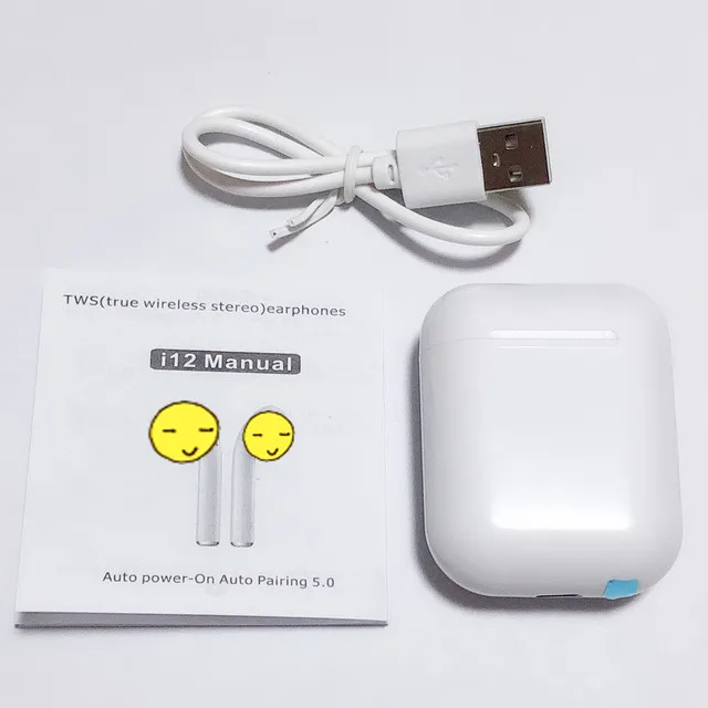 I12 TWS Bluetooth наушники 5,0 с микрофоном сенсорное управление беспроводные наушники водонепроницаемые беспроводные наушники-вкладыши музыкальные вкладыши - Цвет: i12-white-No-package