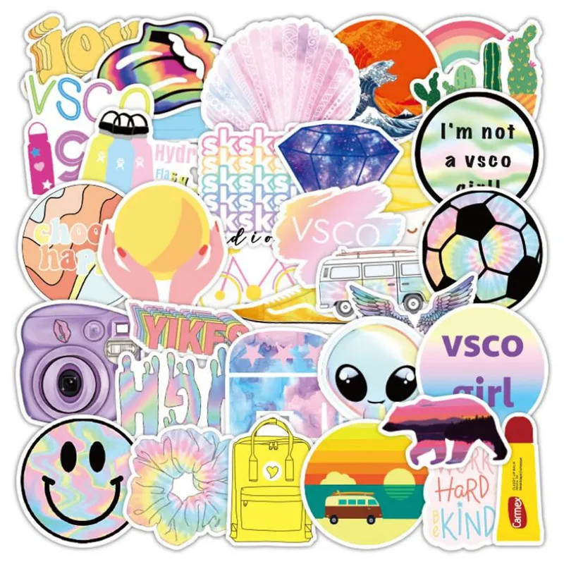 

10/30/50 PCS colorful cartoon cute graffiti laptop luggage skateboard waterproof stickers decoration children's toys wholesale