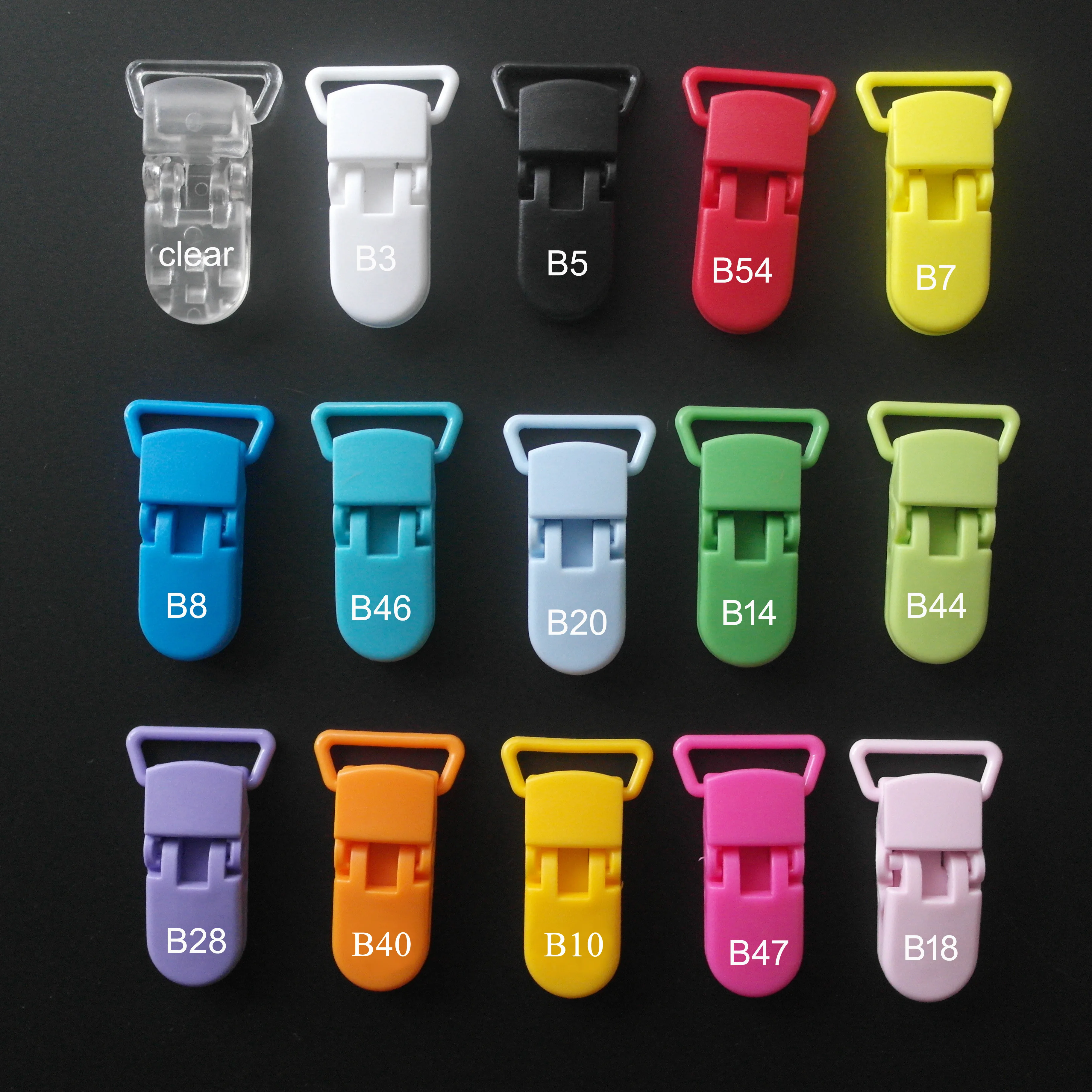 Pacifier Clip Sutoyuen 40pcs Hot D Shape Kam Plastic Pacifier Clips Plastic Baby Soother Dummy Suspender Chain Holder Clips for 20mm Ribbon pacifier chain,pacifier clip,pacifier accessories