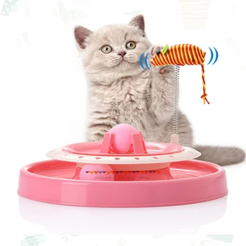 

Ball Rotating Track Puzzle Box for Multiple Cats Felt Interactive Cat Toys Pet ProduFelt Toy 2 in 1 Kitten Elastic Mouse Toys