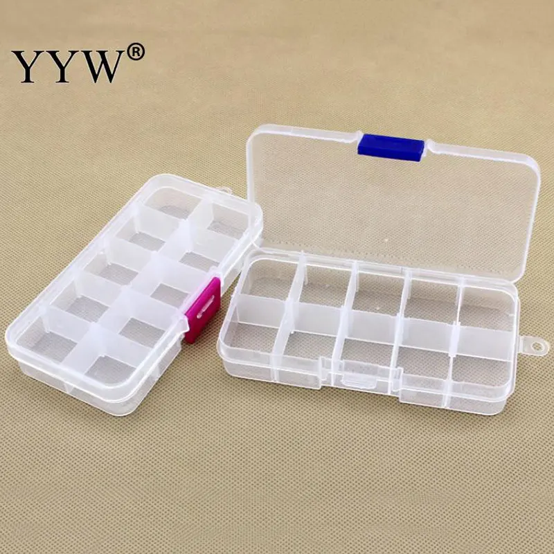 

Jewelry Beads Container 10 Grids Adjustable storing Jewelry Beads Storage Box Case 128x65x22mm