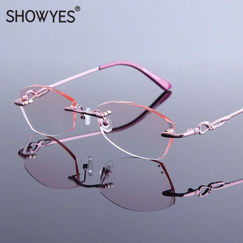 Новые дизайнерские очки для чтения без оправы женские очки со стразами с прозрачными линзами с антибликовым покрытием по рецепту