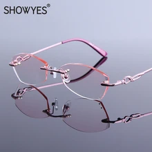 Новые дизайнерские очки для чтения без оправы женские очки со стразами с прозрачными линзами с антибликовым покрытием по рецепту