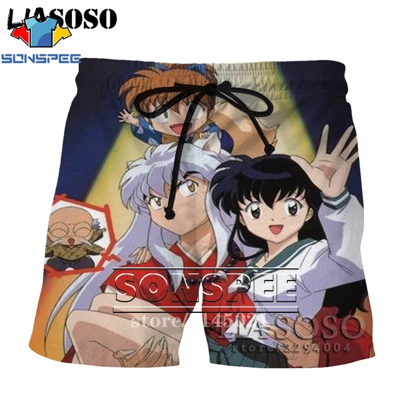 Белый SONSPEE, 3D принт, аниме, Inuyasha, мужские, женские, дышащие, пляжные шорты, летние, для фитнеса, штаны, повседневный стиль, качественная спортивная одежда, D05 - Цвет: Белый