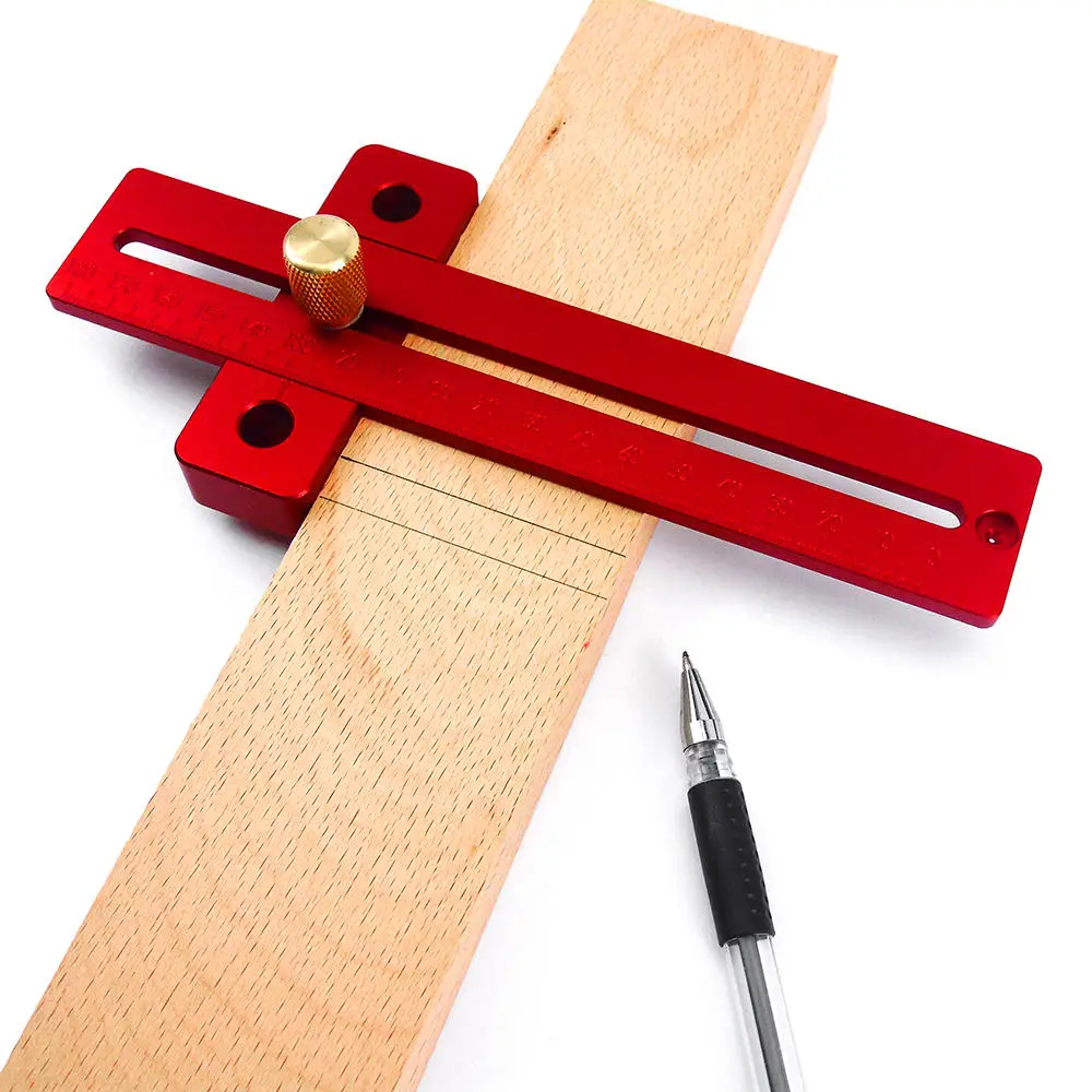 

1PC Aluminum Alloy Woodworking Scriber T-Type Hole Scribing Measuring Tool 170/270/370mm Scale Measurer