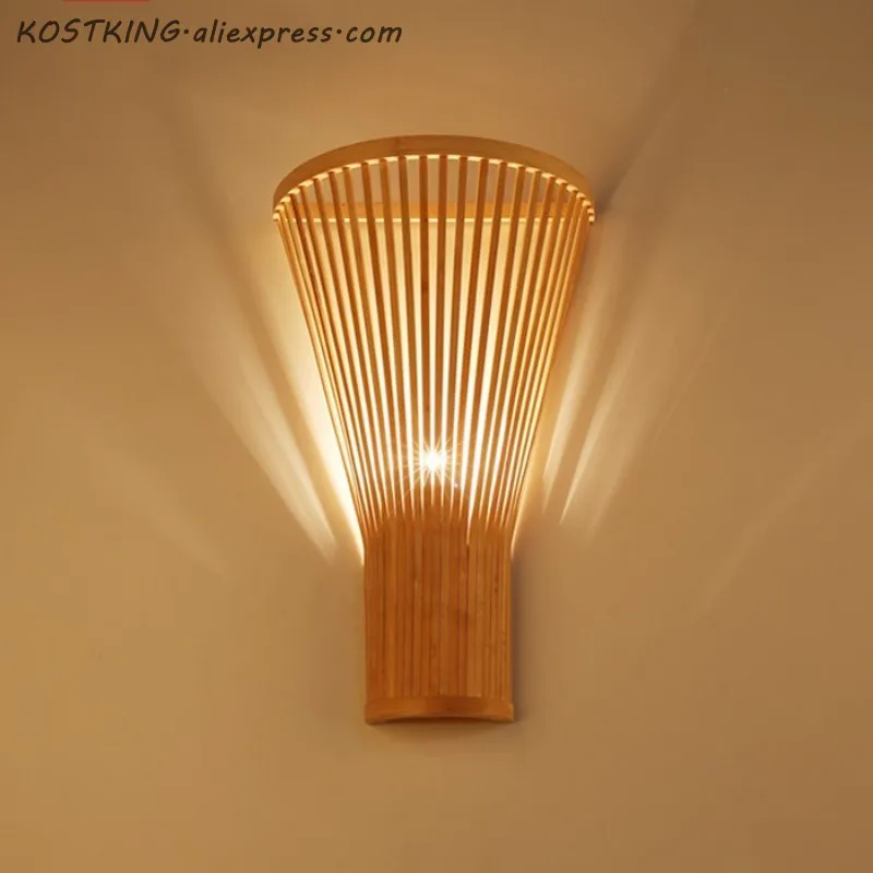 

Bamboo Wicker Rattan Fan Lampshade Wall Lamp Fixture Asian Rustic Style Sconce Lamp Bedroom Hallway Stair Balcony Corridor Aisle