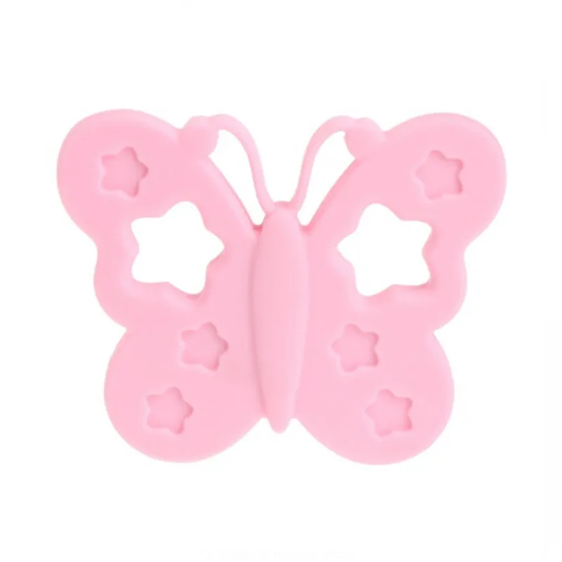 1pcs Pink Силиконовая Бабочка, детский прорезыватель, сделай сам, подарок для ребенка, аксессуары, погремушки, подвески, ожерелье для кормления, подвески, прорезыватель - Цвет: 1pcs Pink