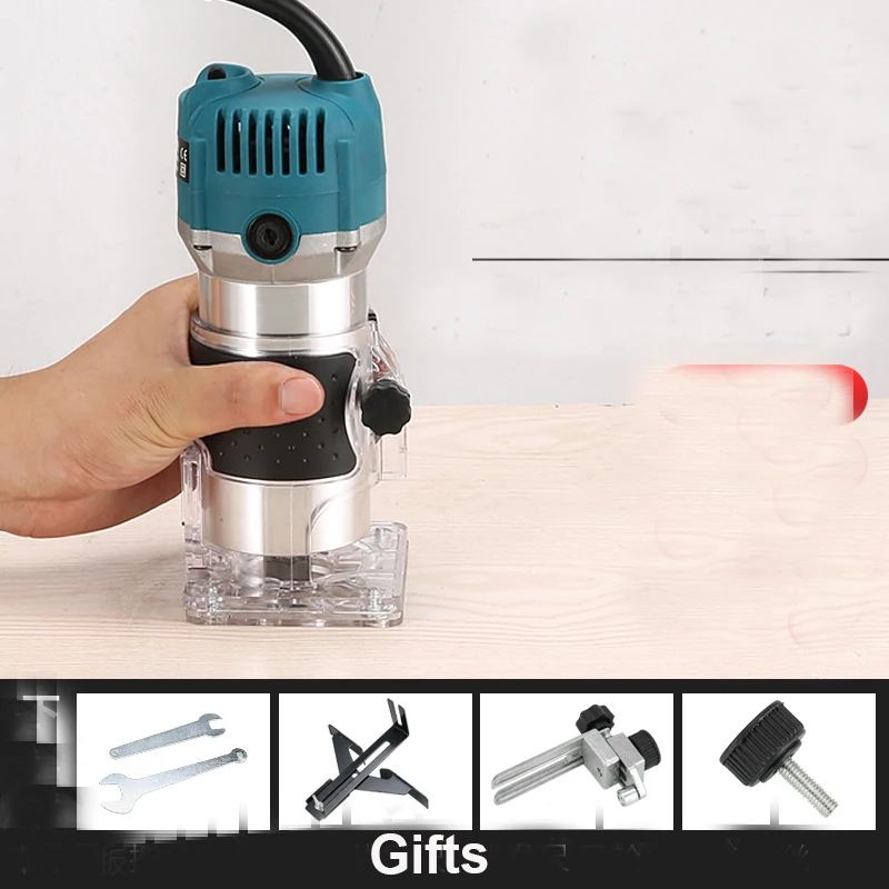 220V Electric Hand Wood Trimmer 6.35mm Laminator Router Woodworking Tool Set for Wood
