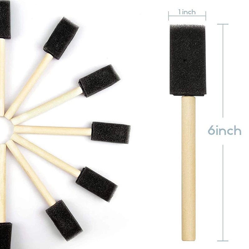 16 Pack Foam Paint Brushes Paint Sponges Brushes Sponge Paint Brush Foam  Brushes for Painting Foam Brushes for Staining Sponge Brushes for Painting  (Black)