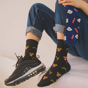 

2020 French Omelette Banana Cartoon Pattern Couple Socks In Tube Socks Casual Socks Novelty Happy Short Socks