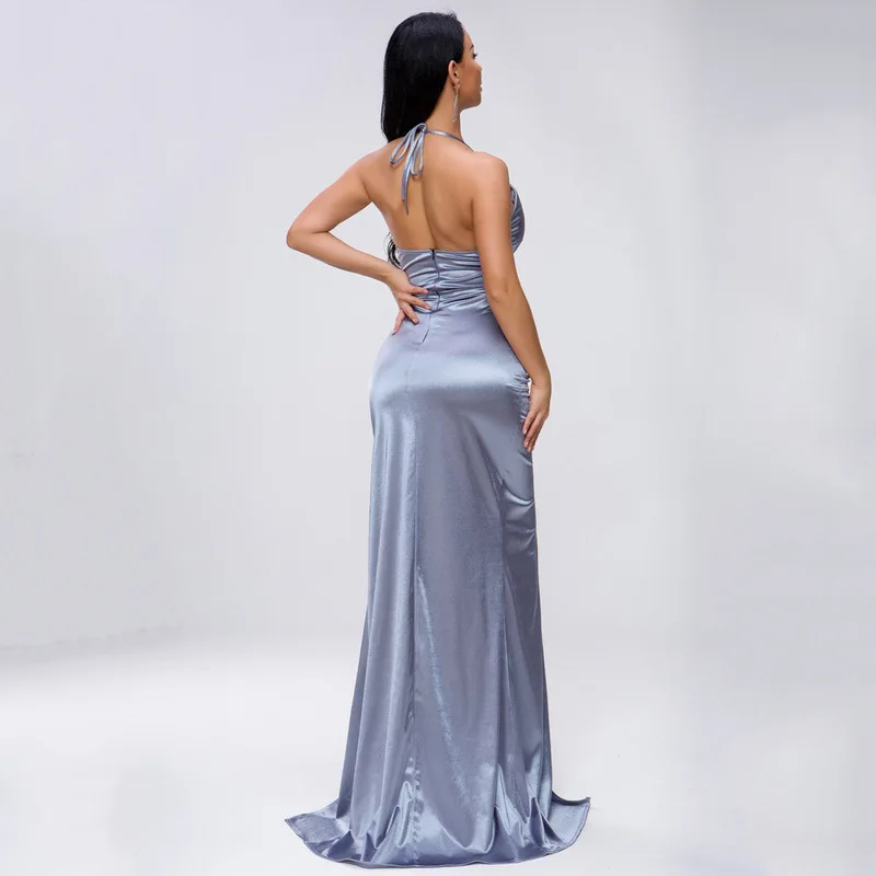 Vestido de festa, полуплатье для женщин, Vadim, с перекрещивающимися краями, Amazon, популярное, новинка, женские, средней длины, одноцветные, вечерние, для девушек