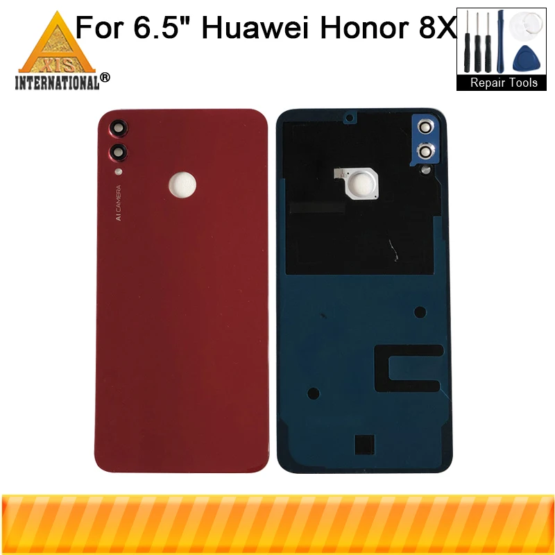 

Original Axisinternational For 6.5" Huawei Honor 8X 3D Glass Back Battery Cover Case Housing+Glass Lens+Fingerprint Frame+Flash