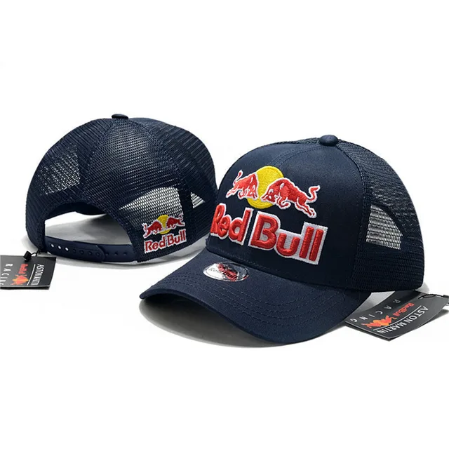RED BULL Fashion Trucker Cap Men Women Cap Adjustable Outdoors Sports Motor Hat Racing Baseball Cap Navy blue